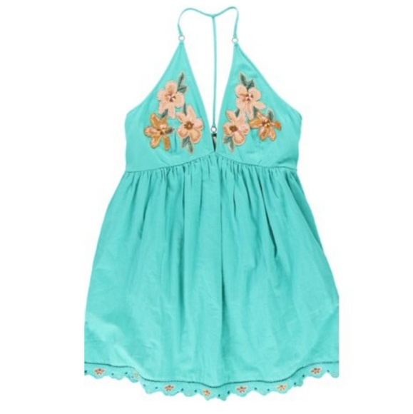 🆕️ Free People Embroided Flowers Dress Green - Picture 3 of 8